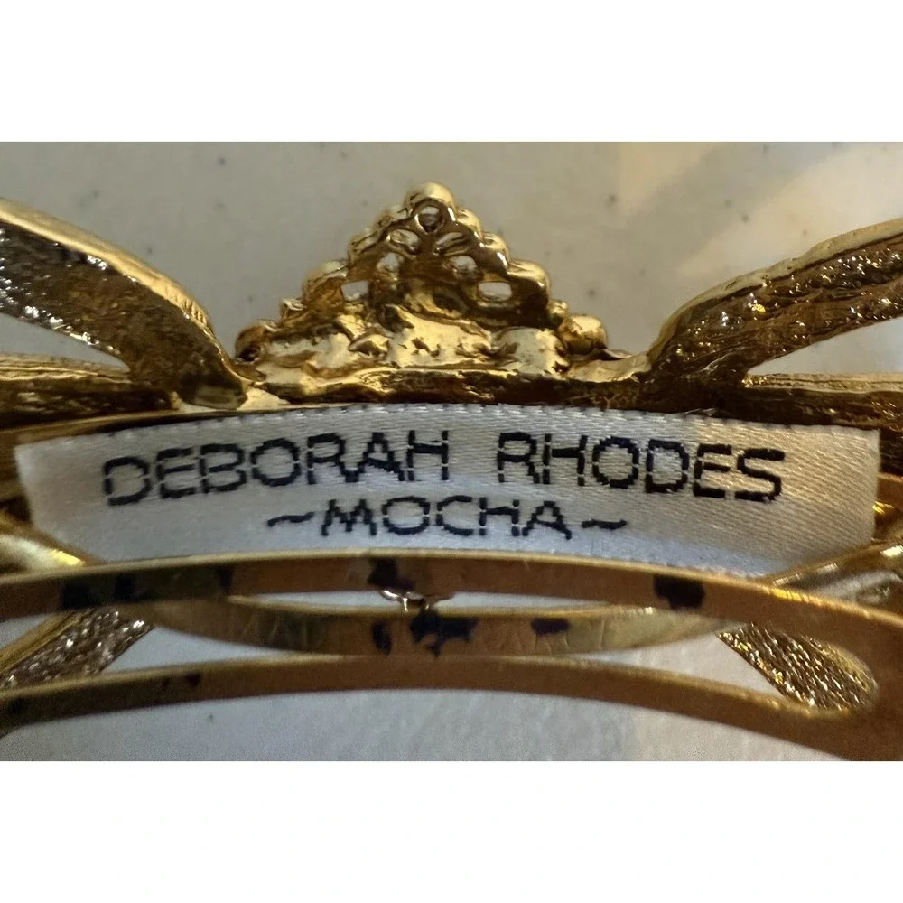 Deborah Rhodes Mocha‎ Barrette Gold Tone filigree with ruby red center